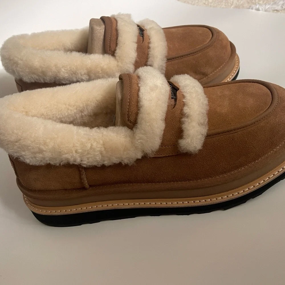 UGG x SACAI Tan Shearling Loafers - Chestnut - Picture 8 of 16